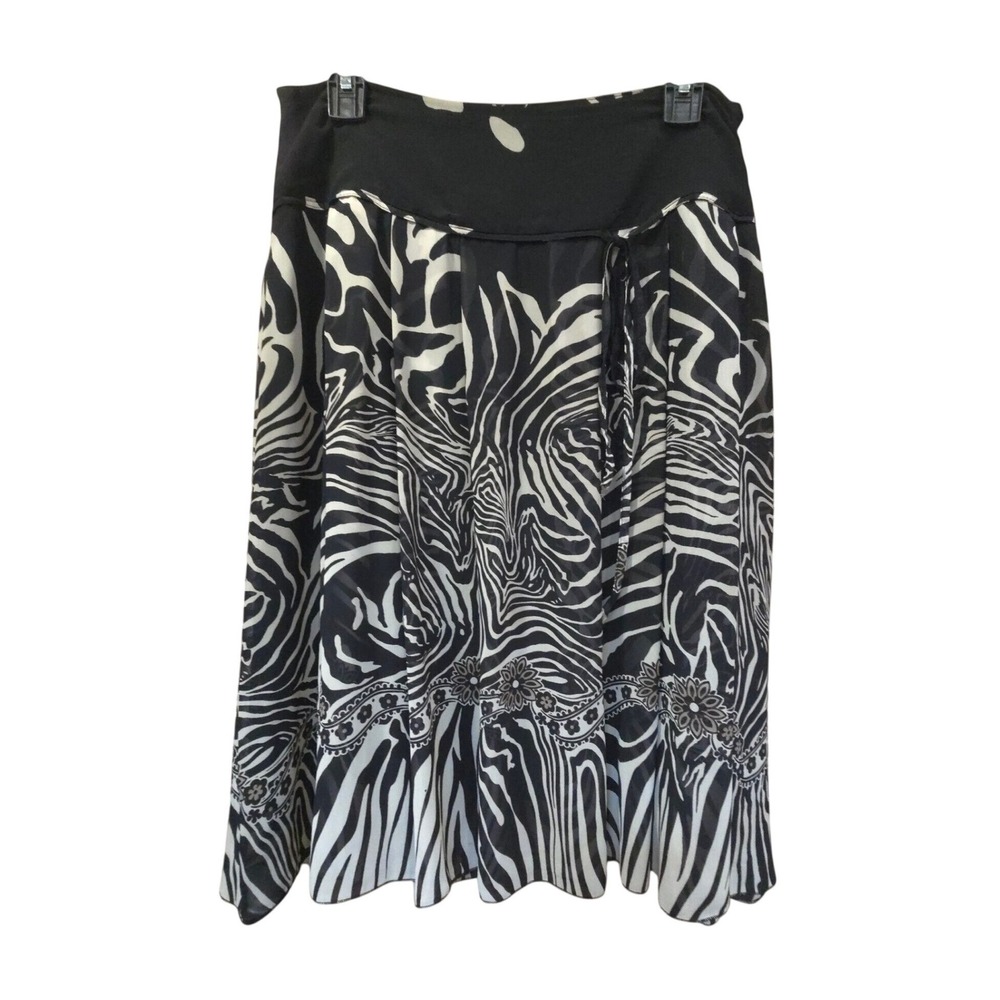 Gerard Pasquier‎ Vintage Zebra Print Midi Skirt Black White Made in Italy Size S